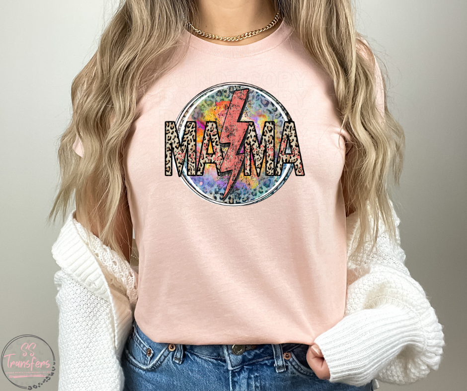 Mama Lightening Bolt Sublimation Transfer
