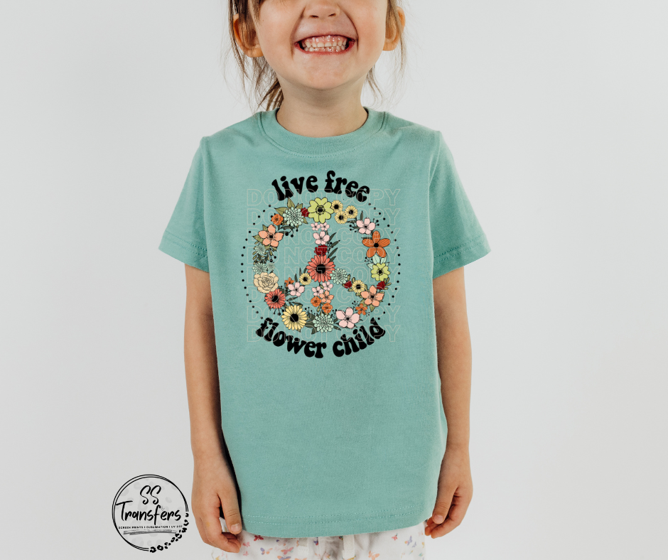 Live Free Flower Child DTF Transfer