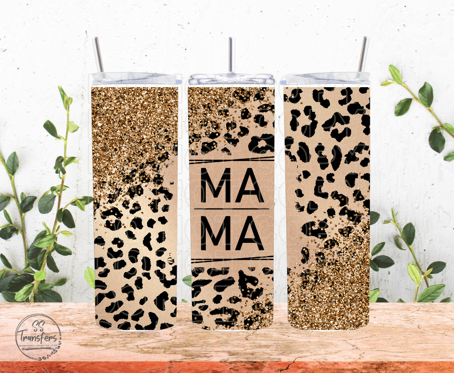 Mama Leopard Glitter Sub Tumbler Transfer