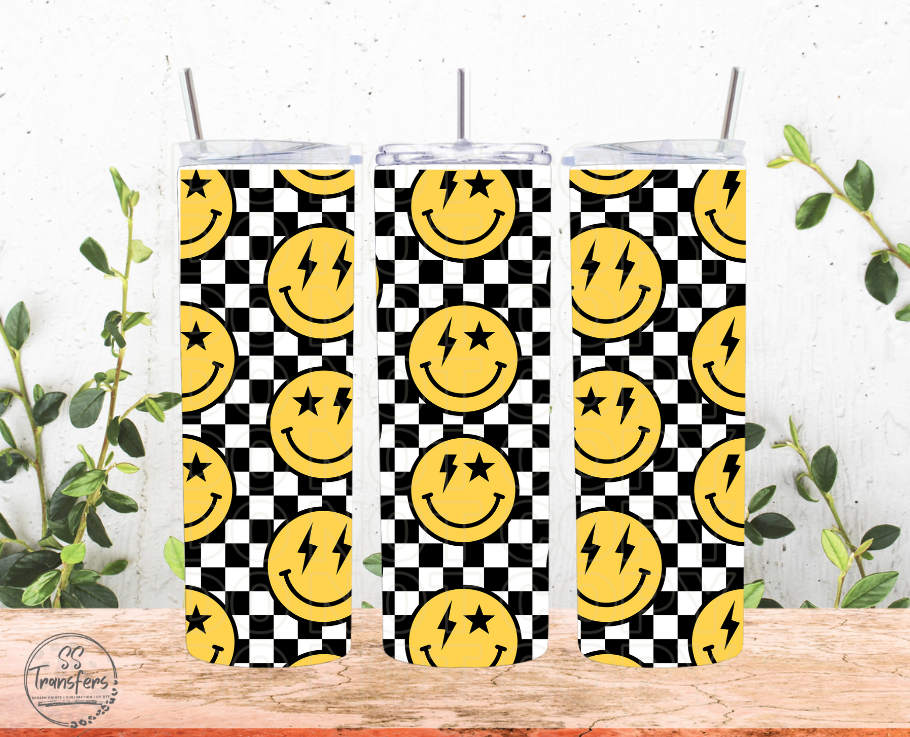 Checkered Smileys Sub Tumbler Transfer