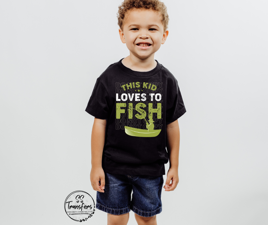 This Kid Loves to Fish DTF Transfer