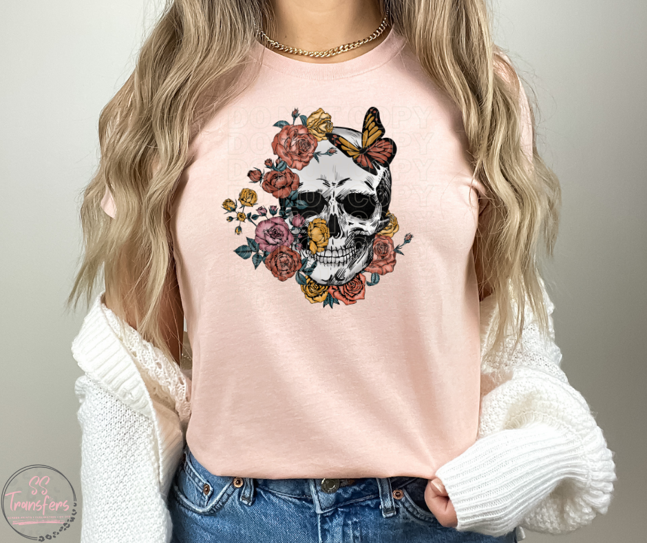 Floral Skull Sublimation Transfer