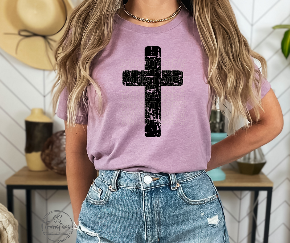 Black Cross Screen Print Transfer