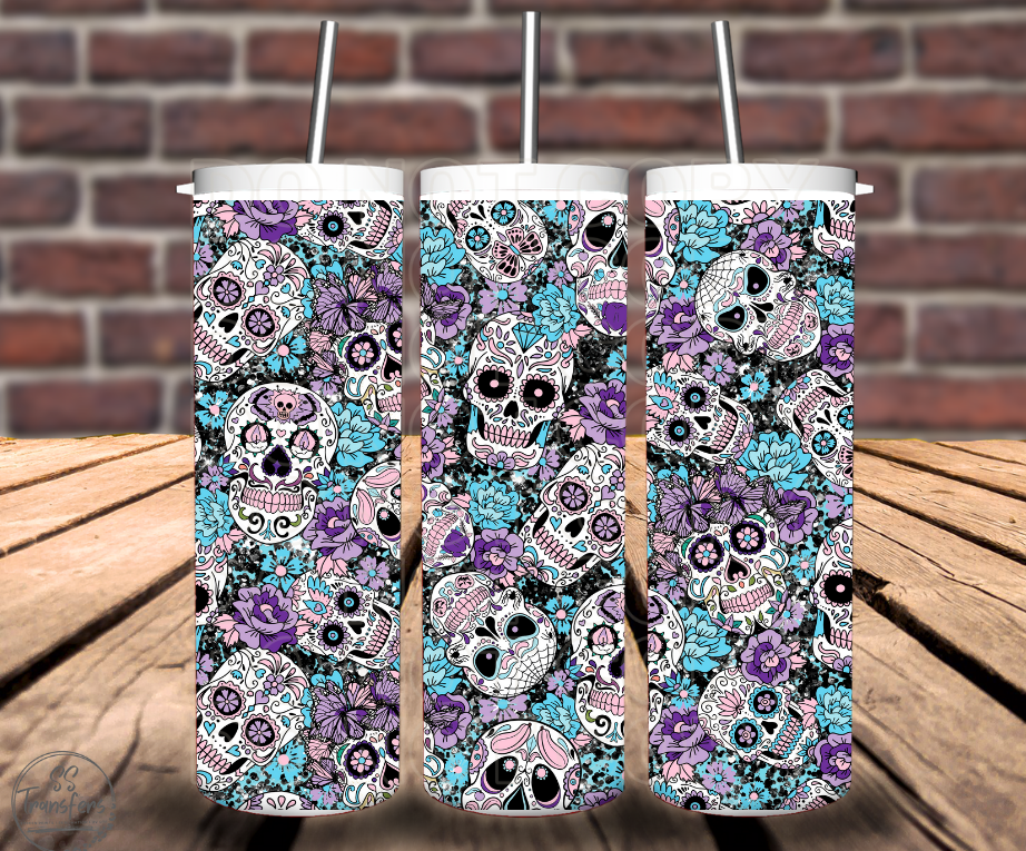 Purple Sugar Skulls Sub Tumbler Transfer