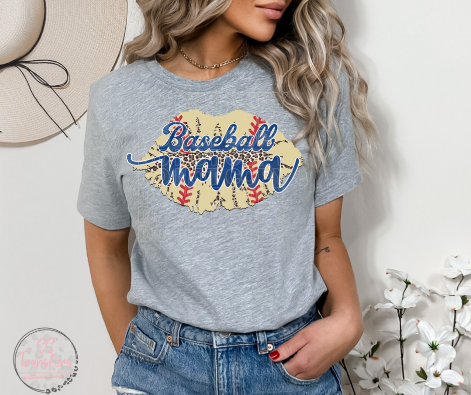Baseball Mama Lips Sublimation Transfer