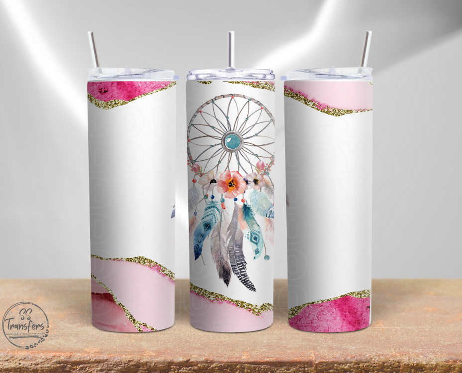 Pink and Gold Geode Dreamcatcher Sub Tumbler Transfer