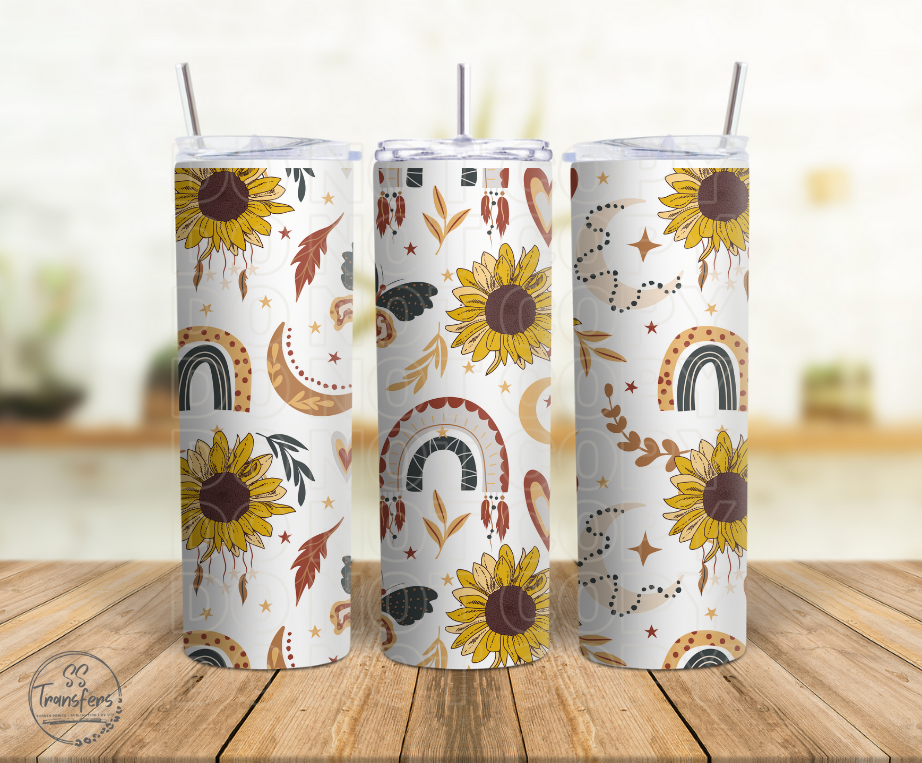 Boho Rainbow Sunflower Sub Tumbler Transfer