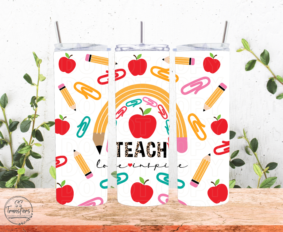 Teach, Love, Inspire Sub Tumbler Transfer