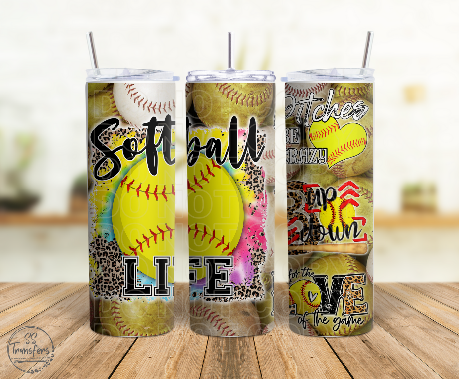 Softball Life Sub Tumbler Transfer