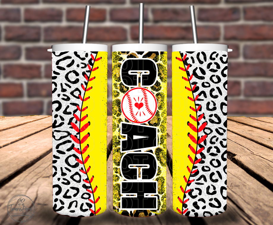 Softball/Baseball Leopard Coach Sub Tumbler Transfer