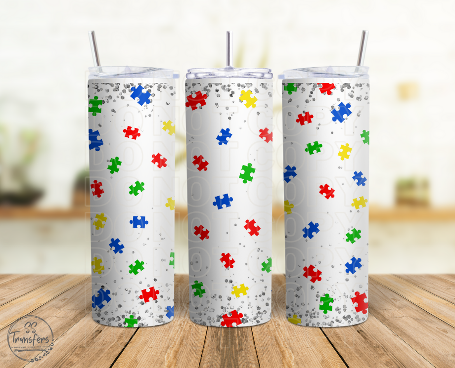 Puzzle Pieces Sub Tumbler Transfer