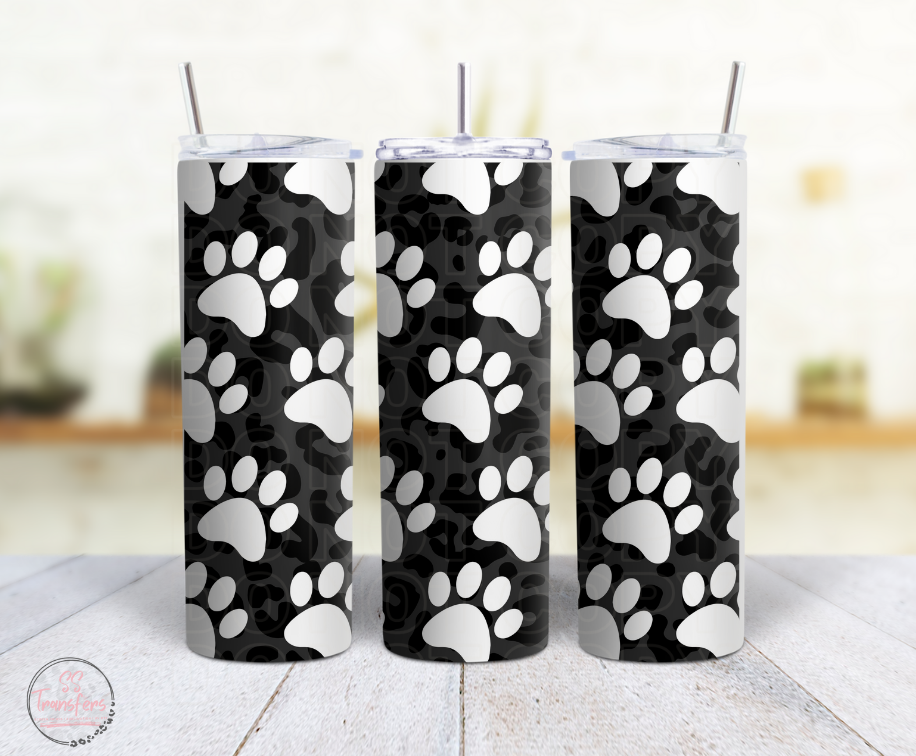 Paw Print Black Leopard Sub Tumbler Transfer