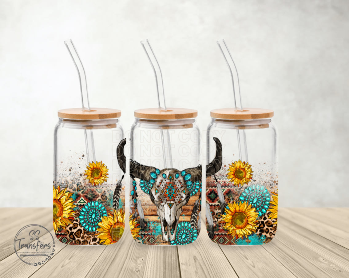 Sunflower Longhorn Libbey UV Wrap