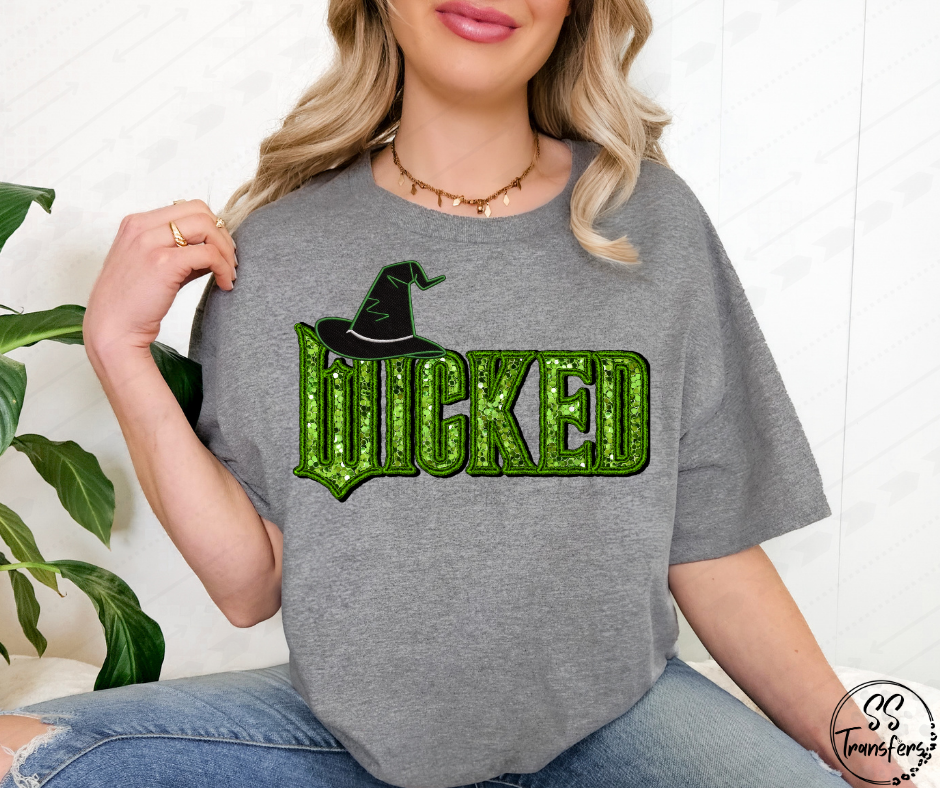 Wicked Faux Embroidered/Sequins DTF Transfer
