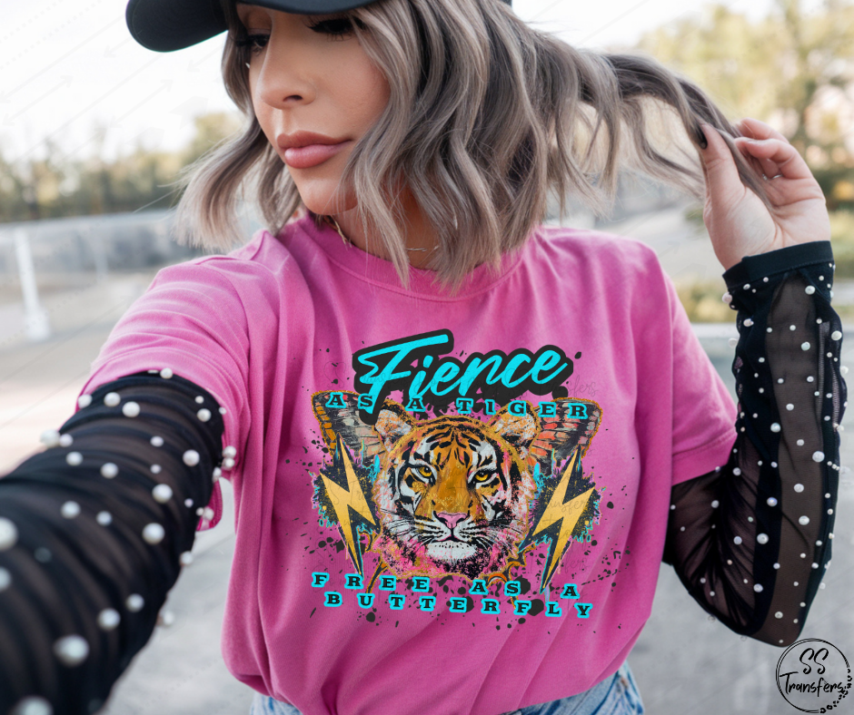 Free As A Butterfly Tiger DTF Transfer