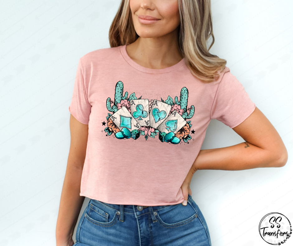 Turquoise Aces DTF Transfer