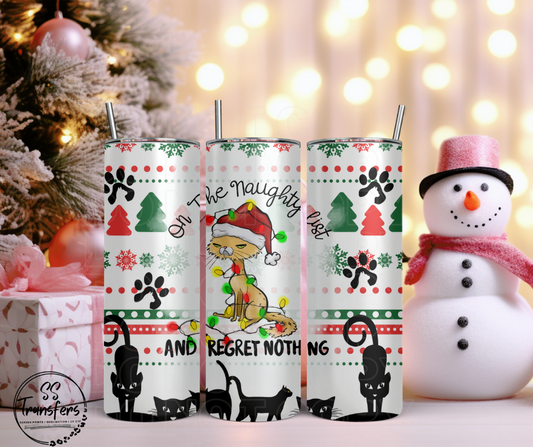 Pink Santas Straight Tumbler Sublimation Transfer