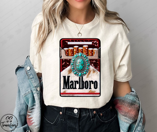 Ciggs and Turquoise Faux Embroidered DTF Transfer
