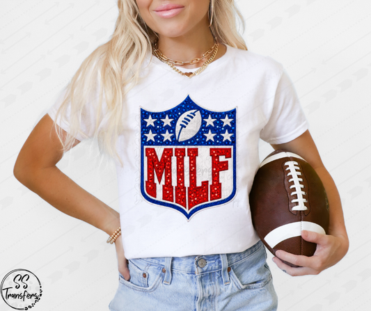MILF N F L Faux Embroidered DTF Transfer