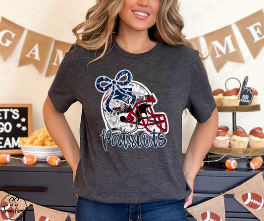 Pats Helmet Bow Faux Sequins DTF Transfer