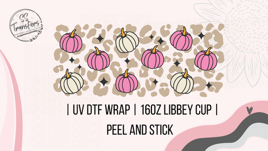 Pink Pumpkin Leopard Libbey UV Wrap