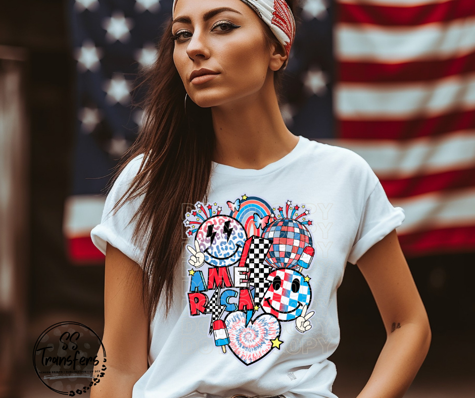 America Collage DTF Transfer