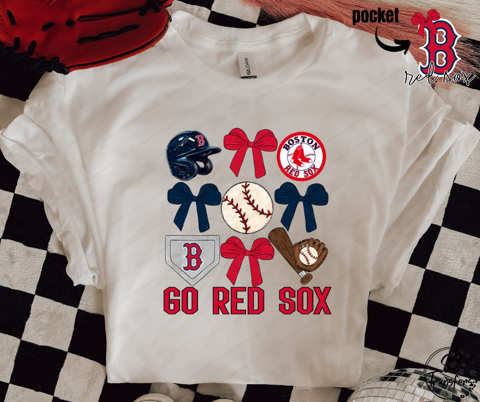 Go Baseball and Bows (pocket included, multiple teams) DTF Transfer