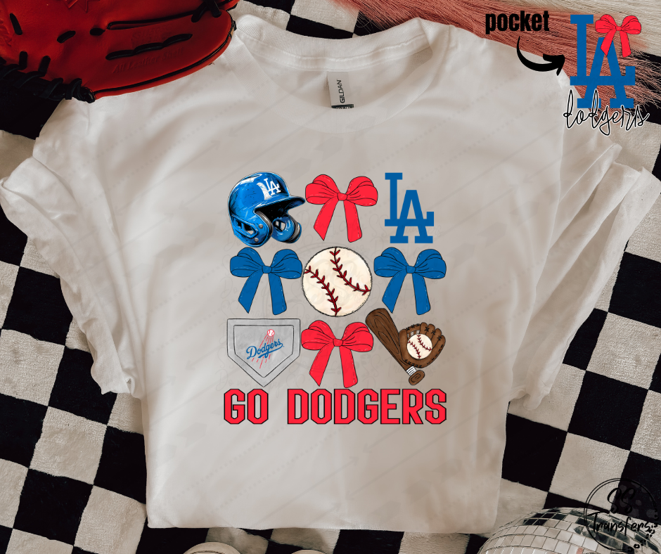 Go Baseball and Bows (pocket included, multiple teams) DTF Transfer