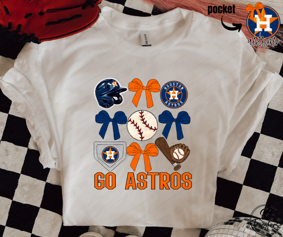Go Baseball and Bows (pocket included, multiple teams) DTF Transfer