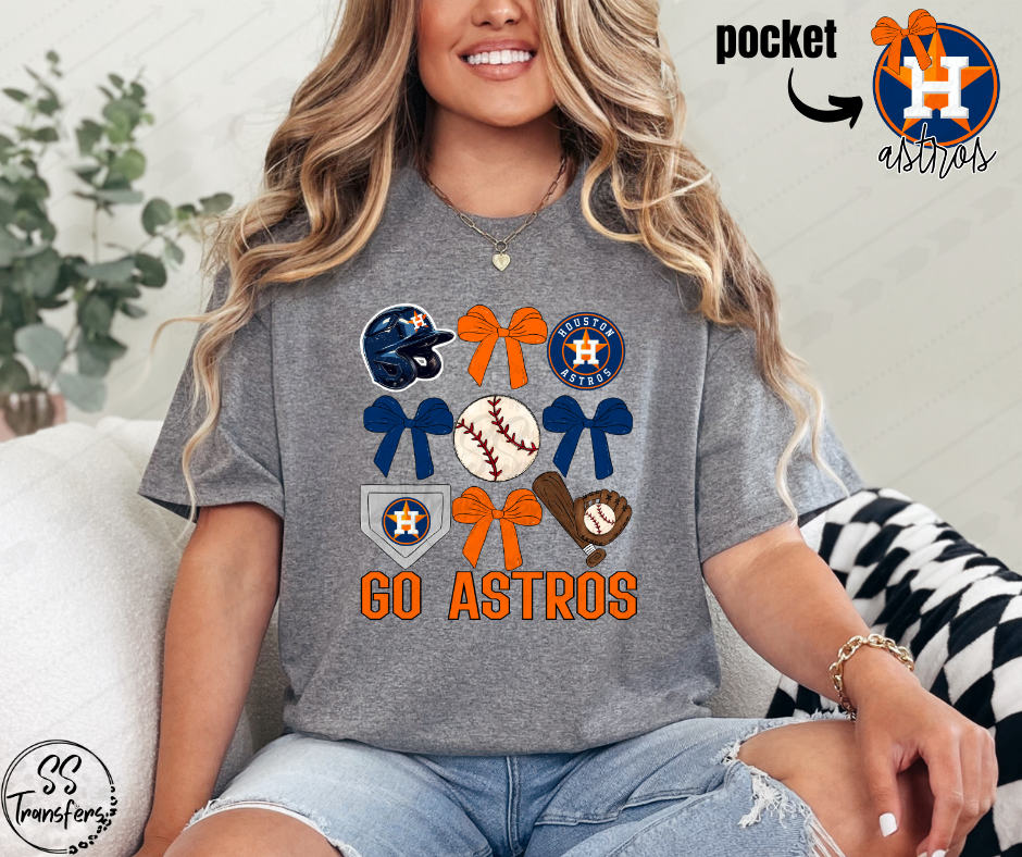 Go Baseball and Bows (pocket included, multiple teams) DTF Transfer