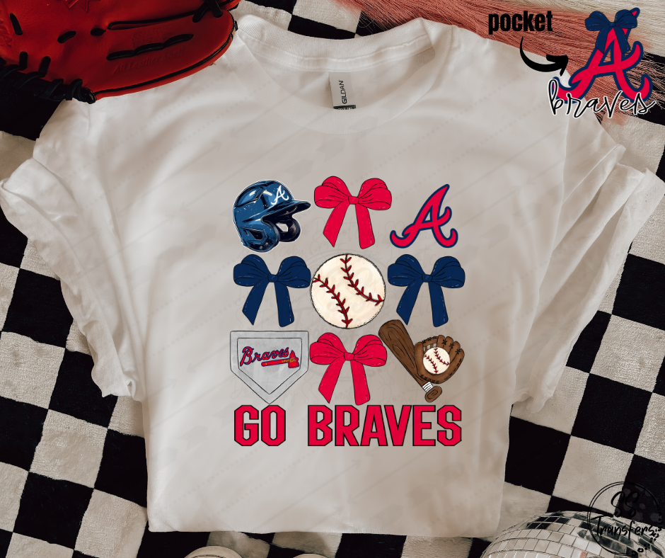 Go Baseball and Bows (pocket included, multiple teams) DTF Transfer