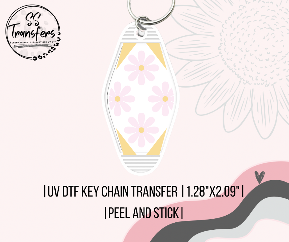 Flowers UV Motel Keychain