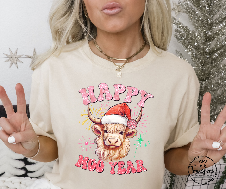 Happy Moo Year DTF Transfer