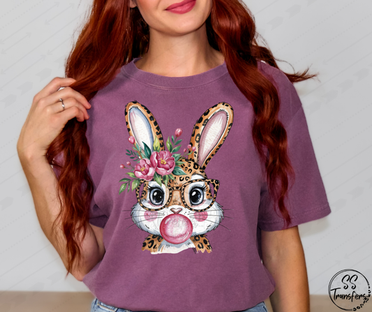 Leopard Bubblegum Bunny DTF Transfer