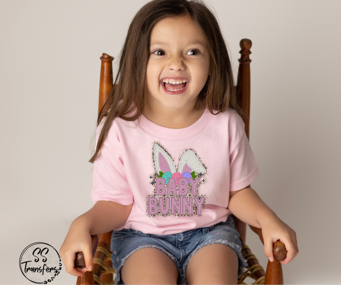 Mini, Baby Bunny Faux Embroidered DTF Transfer