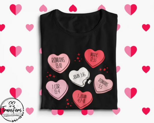 Bible Verse Hearts DTF Transfer