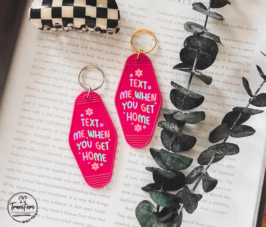 Text Me UV Motel Keychain