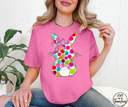 Colored Polka Dot Bunny DTF Transfer