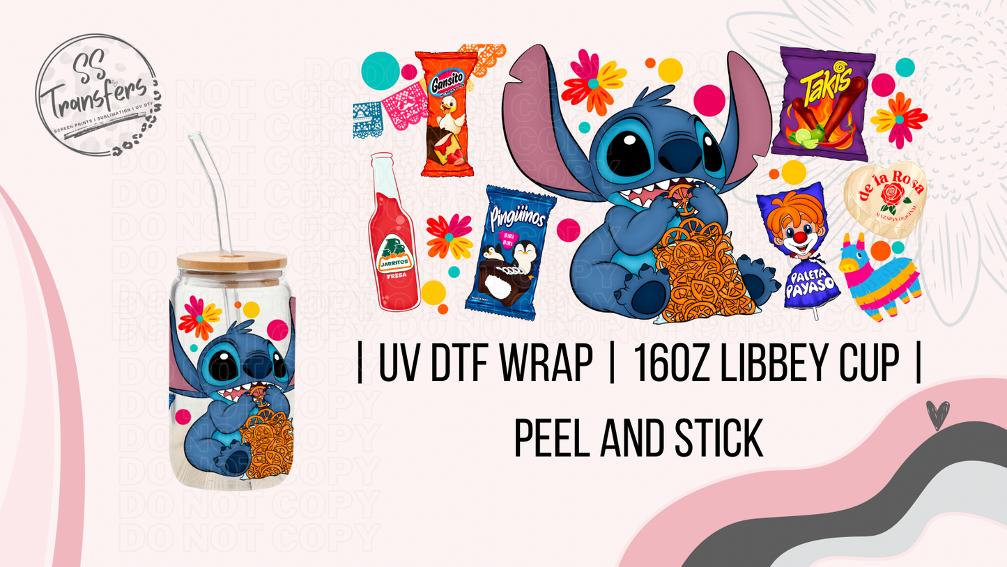 Blue Guy Eating Snacks Libbey UV Wrap