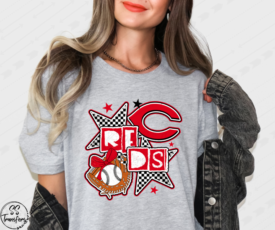 Pro BaseBall Checkered Stars (Multiple Choices) DTF Transfer