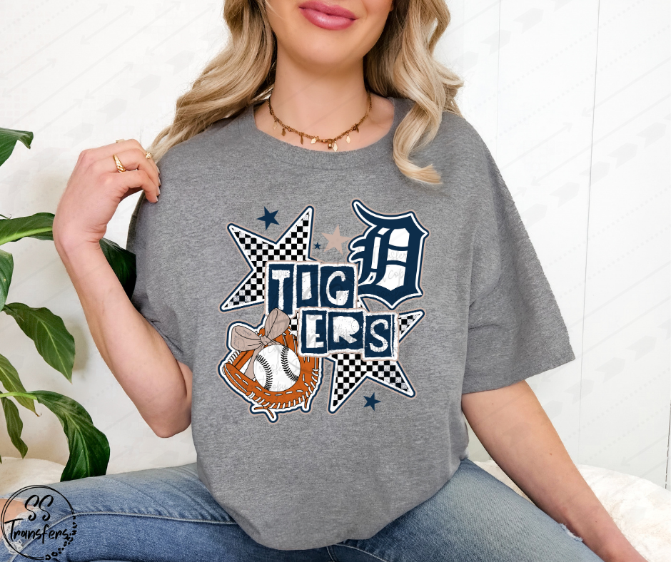 Pro BaseBall Checkered Stars (Multiple Choices) DTF Transfer