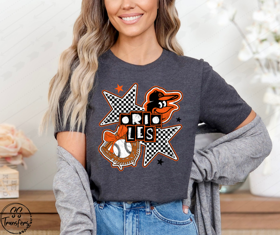 Pro BaseBall Checkered Stars (Multiple Choices) DTF Transfer