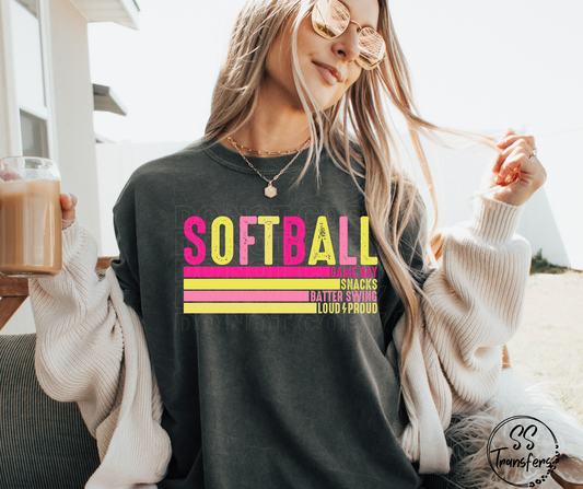 Softball Words DTF Transfer