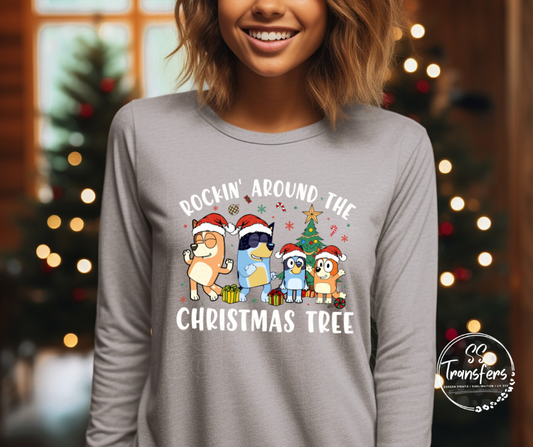 Rockin' Around the Christmas Tree Dogs DTF Transfer