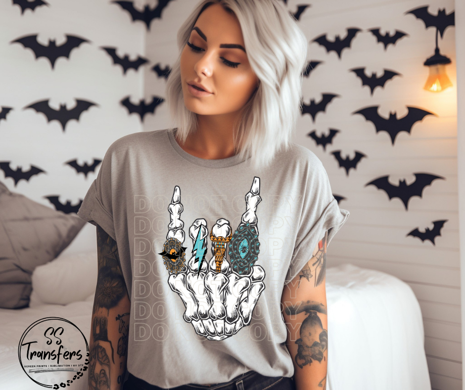 Western Skellie Halloween Hand DTF Transfer