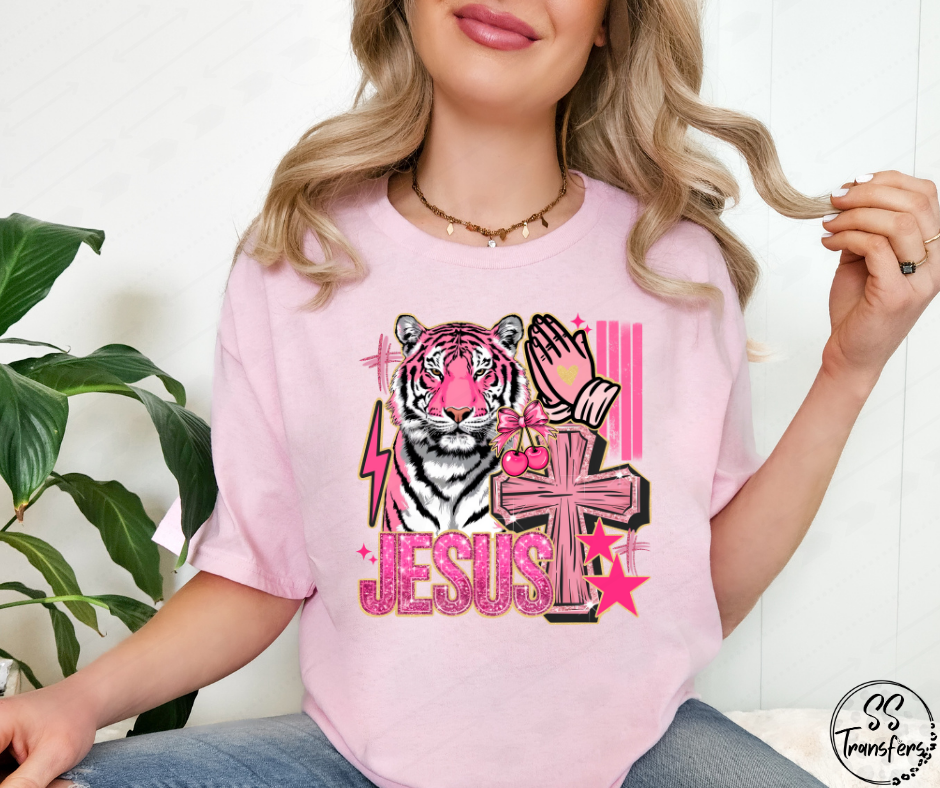 Jesus Tiger DTF Transfer