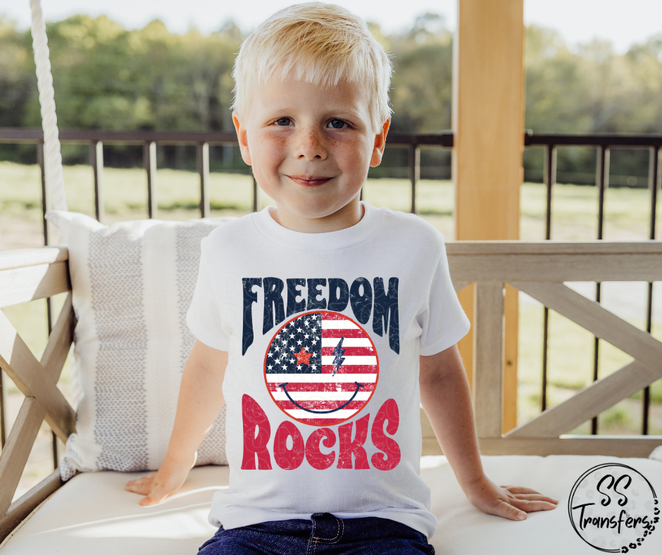 Freedom Rocks Smiley DTF Transfer – SS Transfers