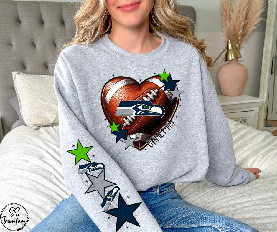 S Hawks Heart (w/ Sleeve Option) DTF Transfer