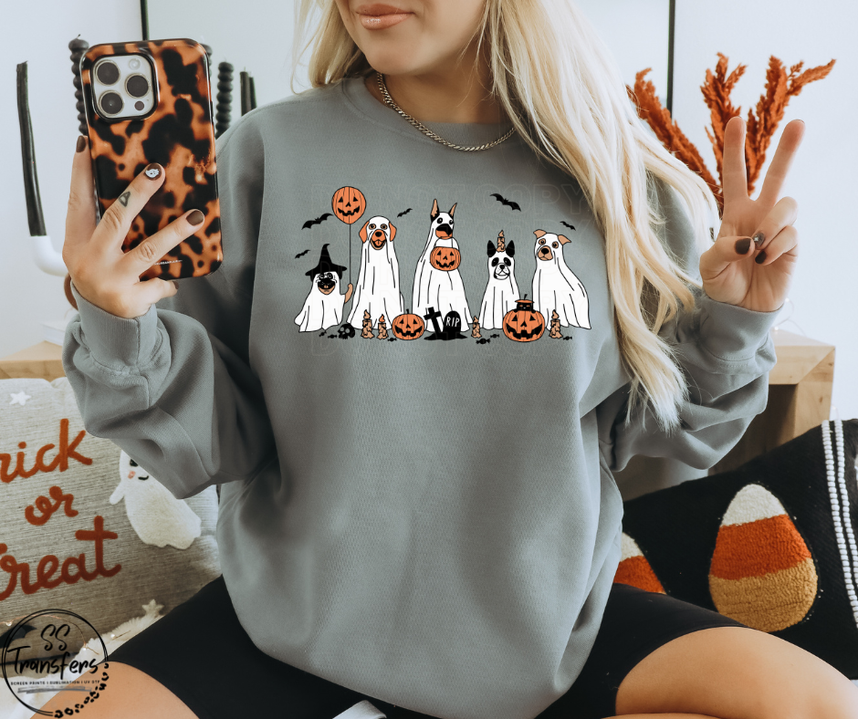 Trick or Treat Dogs and Bats DTF Transfer