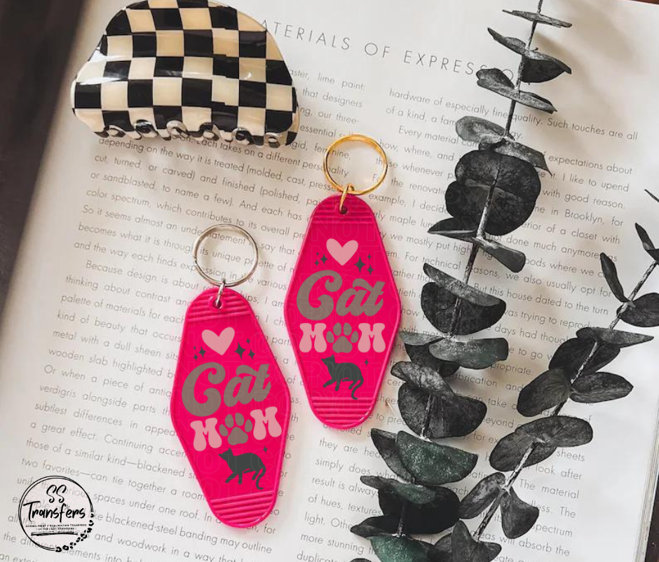 Cat Mom UV Motel Keychain